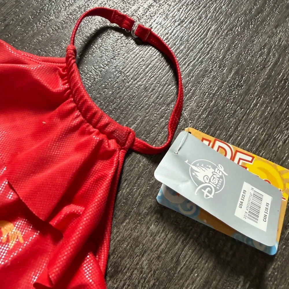 The Disney Store Swimsuit Girls 5/6 Red Elena of Avalor Ruffle UPF 50+ One Piece